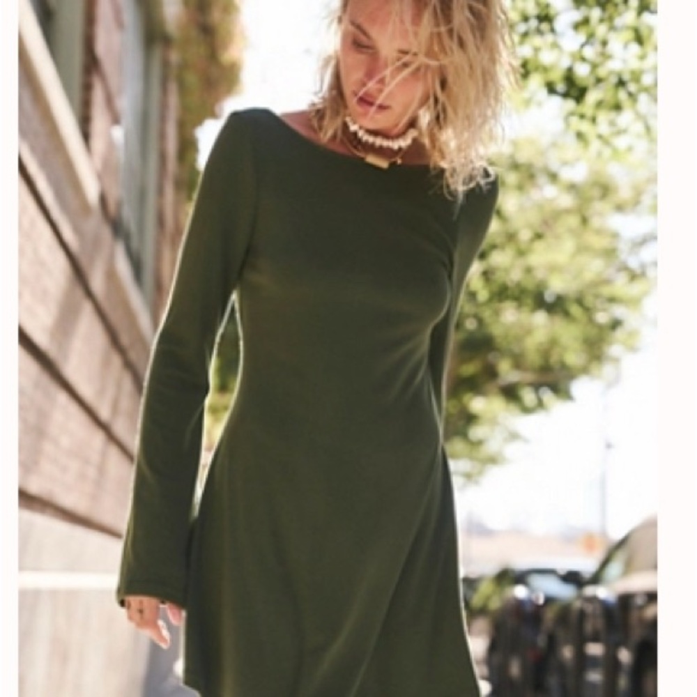Free people beach Long Sleeve Olive Dress